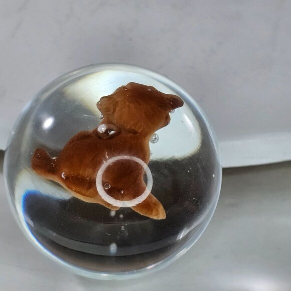 Hagen Renaker Scratching Puppy Figurine Sulfide Marble Paperweight Art Glass - Picture 4 of 8